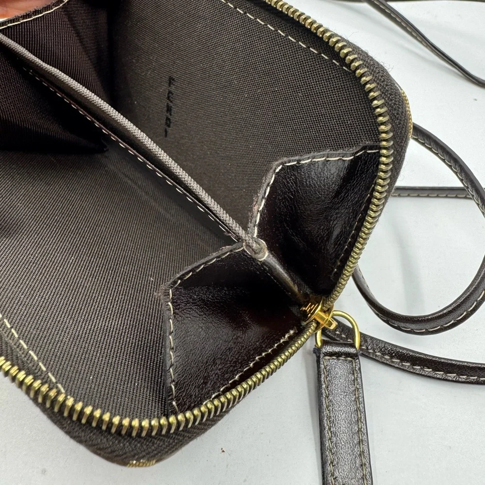 Fendi Zucca Leather Zipper Coin Wallet Pouch Mini Crossbody 22974 - Picture 3 of 4